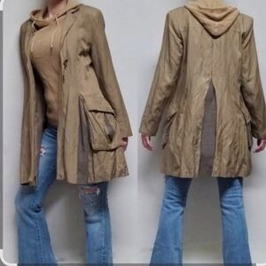CAbi Treasure Hunter Steampunk Jacket Trench Coat Beige Cotton Blend SZ M